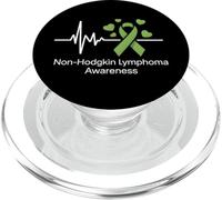 Cinta verde lima de conciencia del latido del corazón del linfoma no Hodgkin PopSockets PopGrip para MagSafe