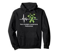 Cinta verde lima de conciencia del latido del corazón del linfoma no Hodgkin Sudadera con Capucha