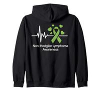 Cinta verde lima de conciencia del latido del corazón del linfoma no Hodgkin Sudadera con Capucha