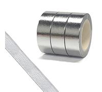 Cinta Washi de lámina sólida, cinta adhesiva decorativa, cinta adhesiva washi, cinta de arte gráfico, envoltura de cinta gráfica Washi DIY para decoración de manualidades de 5/8 x 393 pulgadas (3 rollo, plata)