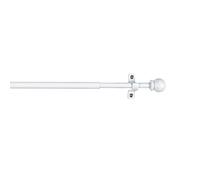 CINTACOR | Barra Cortina Decorativa, Portavisillos Extensible Metálico con Tornillos y Soportes, Barra Ajustable | Diámetro 10mm | Color: Esfera Blanco, 70-120cm