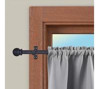 CINTACOR | Barra Cortina Decorativa, Portavisillos Extensible Metálico con Tornillos y Soportes, Barra Ajustable | Diámetro 10mm | Color: Esfera Negro, 120-215cm