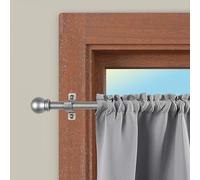 CINTACOR | Barra Cortina Decorativa, Portavisillos Extensible Metálico con Tornillos y Soportes, Barra Ajustable | Diámetro 10mm | Color: Esfera Gris, 70-120cm