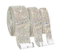 Cintas autoadhesivas con pedrería de cristal, Rollo de cinta autoadhesiva con diamantes de imitación de cristal, pegatina multicolor de 0,7-2,3 cm de ancho(Silver,0.9cm)
