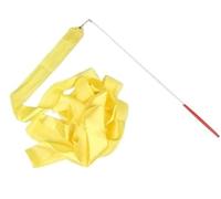 Cintas coloridas de gimnasio, bastón de baile, cinta de gimnasia artística rítmica, varilla giratoria, palo de arco iris de entrenamiento, 2/4/6m para la escuela y el juego en casa(Yellow,6M)