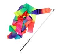 Cintas de baile arcoíris, Bastón de cinta baile giratorio, multicolor, con asas blancas y negras, 4M, 8 Uds(Black Handle)