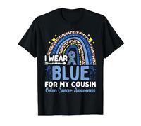Cintas de concienciación sobre el cáncer de Colon I Wear Blue For My Cousin Camiseta gráfica económica, Hombre, Negro, S