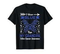 Cintas de concienciación sobre el cáncer de Colon I Wear Blue For My Grandpa Camiseta gráfica económica, Hombre, Negro, L