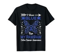 Cintas de concienciación sobre el cáncer de Colon I Wear Blue For My Pawpaw Camiseta gráfica económica, Hombre, Negro, XL