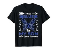 Cintas de concienciación sobre el cáncer de Colon I Wear Blue For My Son Camiseta gráfica económica, Hombre, Negro, S