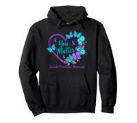 Cintas de concienciación sobre la prevención del suicidio, color verde azulado, color morado Sudadera con Capucha