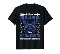 Cintas de concientización sobre el cáncer de Colon I Wear Blue For My Daughter Camiseta gráfica económica, Hombre, Negro, M