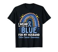 Cintas de concientización sobre el cáncer de Colon I Wear Blue For My Husband Camiseta gráfica económica