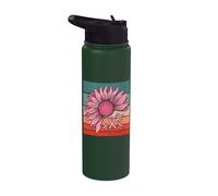 Cintas de concientización sobre el girasol rosa para apoyar Stainless Steel Insulated Water Bottle