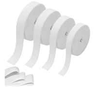 Cintas de Coser, 20 Metro 4 Piezas Banda Elástica, 10 mm 20 mm 30 mm 40 mm Cinta Elástica de Costura, Cuerda Plana Trenzada, para la Costura Artesanal de Pantalones de Punto Elástico, Blanco