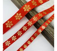 Cintas de embalaje de colores, cintas de decoració 5 yardas/lote 10mm 15mm 25mm cinta navideña estampada cinta de grosgrain for lazo hecho a mano decoraciones navideñas envoltura de regalos DIY(Red,15