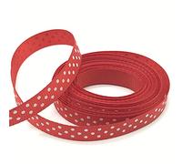 Cintas de embalaje de colores, cintas de decoració 5 yardas/lote 3/8 ''10mm cinta de grogrén con estampado de lunares lazo for el pelo fiesta Navidad decoración de boda tejido for costura DIY(Red)