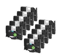 Cintas de etiquetas adhesivas fuertes, 10 Uds., 6/9/12/18/24mm, compatibles con impresoras Brother TZ TZe-S231 S631, negro sobre blanco/amarillo(10PK Black on White,24mm)
