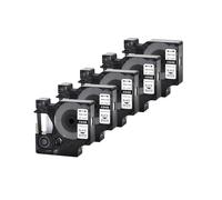 Cintas de etiquetas de nailon flexibles, 5 uds., 12mm, 19mm, 18488, 18489, 18490, 18491, Compatible con Dymo, Compatible con impresora de etiquetas Rhino 5200 4200 6000(Black on White,12mm)