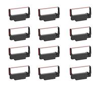 Cintas de Impresora Compatible con Bigger para Usar en Lugar de EPSON ERC-30/34/38 B/R, Negro y Rojo, Pack de 12