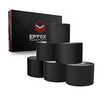 Cintas de kinesiología Effekt de 5 m x 5 cm | 6 rollos negros | Vendaje kinesológico, elásticas, impermeables para el soporte muscular, recuperación de lesiones, cinta médica y deportiva