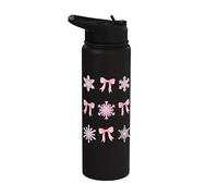 Cintas de lazo de copos de nieve rosa coqueta de invierno Stainless Steel Insulated Water Bottle