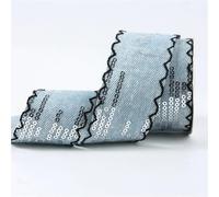 Cintas de mezclilla con lentejuelas de 25 mm/38 mm, lazos hechos a mano, accesorios for el cabello, materiales de bricolaje, ropa(Black,25 mm 5yards)