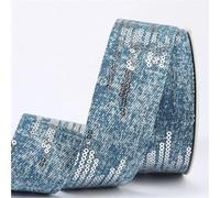 Cintas de mezclilla con lentejuelas de 25 mm/38 mm, lazos hechos a mano, accesorios for el cabello, materiales de bricolaje, ropa(Color-08,38mm 50 yards)