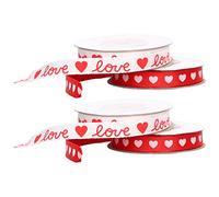 Cintas de Tela con Estampado de Corazón de Bricolaje, 4 Rollos de Cintas de Tela, Cinta de San Valentín para Envolver Regalos, Cinta Roja de San Valentín, Cintas de Corazón para Manualidades, Regalos