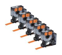 Cintas de Vinilo Ind de 3 a 15 Piezas de 9/12/19 mm compatibles con D-mo A18443, A18444, A18432 y A18435 for L-belWriter 450 Duo Maker(5PK Black on Orange,12mm)