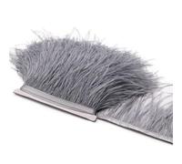 Cintas decorativas con flecos de plumas de avestruz de 2 metros, 11-15 cm, para costura, vestidos, decoración, accesorios, gris claro, 10-15 cm