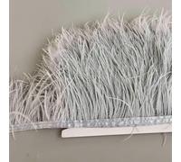 Cintas decorativas de plumas de avestruz de 8-13 cm y 2 metros para flecos, costura, vestidos, ropa y accesorios artesanales - S20 gris - 2 metros