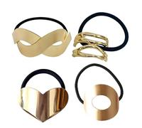 Cintas doradas para el pelo, 4 piezas de coleta doradas, lazos de metal para el pelo, diadema de cola de caballo, lazos de pelo vintage para niñas, para amigos, mujeres, niñas, vacaciones diarias