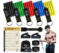 Cintas Elasticas Musculacion, 5 Resistance Bands, Gomas Elasticas Musculacion con Manijas Grandea, Tobillo, Póster de Entrenamiento, Bands