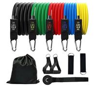 Cintas Elasticas Musculacion, Juego de 5 Bandas de Resistencia, Bandas con Asas, Juego de Bandas de Resistencia para Fitness, Bandas Elasticas Musculacion, Ideal para Pilates, Yoga