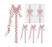 Cintas encantadoras - Decoraciones de puerta elegantes para el día de San Valentín, 6 nudos luminosos, dúo de corazones de satén con estilo, decoración de temporada, suministros de celebración para