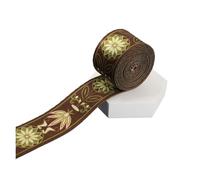 Cintas estampadas de 1, 2 y 5 yardas 38 mm con patrón multicolor for manualidades, decoración ropa, bolsos, correas costura, cintas jacquard(Brown and green,5yards)