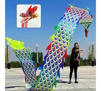 Cintas giratorias Dragon Poi for ejercicios al aire libre, cintas for lanzar dragones for entrenamiento de gimnasia, serpentinas de dragón for malabarismo con cabeza de dragón realista.(Colorful,8 m (
