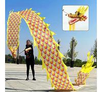 Cintas giratorias Dragon Poi for ejercicios al aire libre, cintas for lanzar dragones for entrenamiento de gimnasia, serpentinas de dragón for malabarismo con cabeza de dragón realista.(Yellow,6 m (20