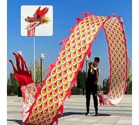Cintas giratorias Dragon Poi for ejercicios al aire libre, cintas for lanzar dragones for entrenamiento de gimnasia, serpentinas de dragón for malabarismo con cabeza de dragón realista.(Red,10 m (33 f