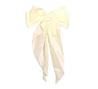 Cintas grandes de satén sedoso para mujer, lazos blancos de cola larga de gran tamaño, moño negro, moño grande para el cabello, pasadores de metal, accesorios para el cabello, lazos para el cabello,