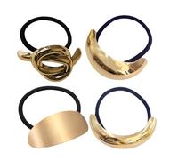 Cintas metálicas para el pelo para mujer, 4 puños geométricos, coleta para mujer, bandas elásticas doradas, diadema retro para la cabeza