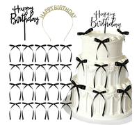 cintas negras decoracion para pasteles lazos adornos para tartas palitos para postres bodas baby shower cumpleaños