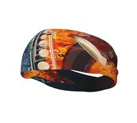 Cintas para el cabello Saxofón en Fuego y Agua para Hombres y Mujeres Diadema para Correr Diadema que Absorbe el Sudor Gimnasio