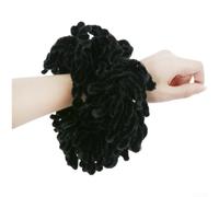 Cintas para el pelo de lana hechas a mano para mujer, bandas elásticas vintage con alta elasticidad, coletero de punto suave para coletas y trenzas, accesorio para el cabello de estilo étnico (2#negro