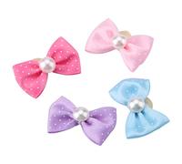 Cintas para el Pelo para Mascotas con Patrón de Lazo y Perlas de Imitación para Perros y Gatos, Paquete de 20