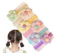 Cintas para el pelo para niñas pequeñas, 6 bandas de pelo con lazo de flores, accesorios ligeros para el cabello para niñas pequeñas, soportes para cola de caballo para cabello grueso o fino