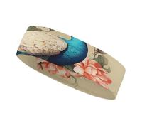 Cintas para el sudor con diseño de pavo real y flores, diadema deportiva para hombres y mujeres, cintas para el sudor que absorben el sudor, ideales para entrenar, hacer ejercicio, tenis, baloncesto y