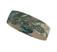 Cintas para el sudor con estampado de pavo real, diadema deportiva para hombres y mujeres, cintas para el sudor que absorben el sudor, ideales para entrenar, hacer ejercicio, tenis, baloncesto y corre