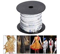 Cintas para lentejuelas, 1 rollo de lentejuelas de cadena de 6 mm plana lentejuelas con adorno de cadena de 100 metros, cinta de rollo para manualidades y proyectos de bricolaje, adornos, accesorios